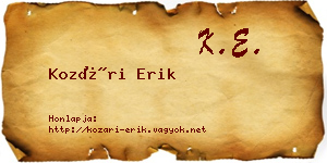 Kozári Erik névjegykártya